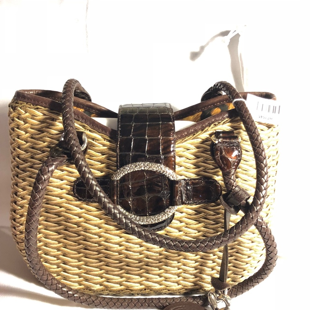 Brown and Tan Woven Women's Bag